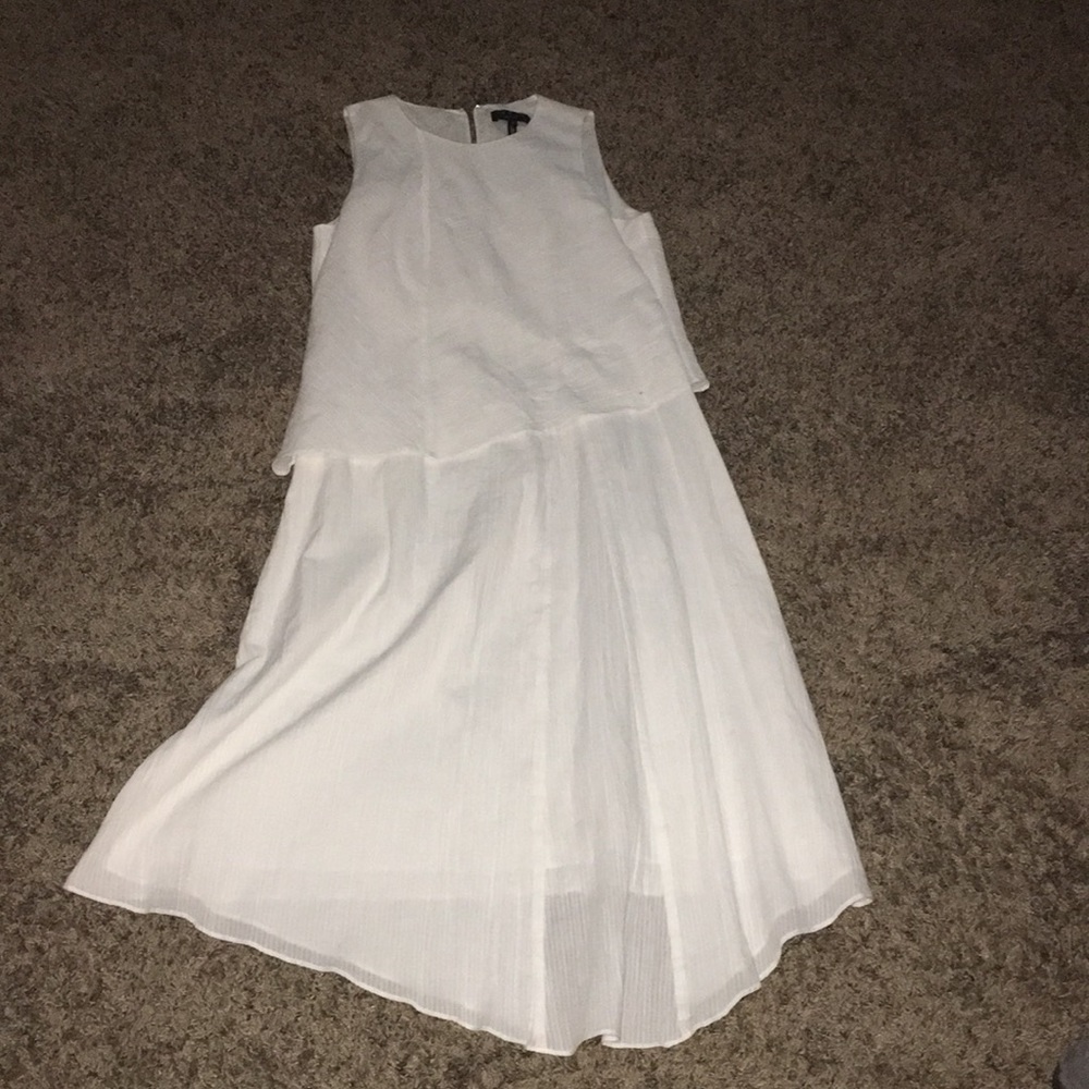RAG & BONE WHITE 100% COTTON FERNAY LINED LAYERED ASYMMETRIC FRONT DRESS - Picture 9 of 12